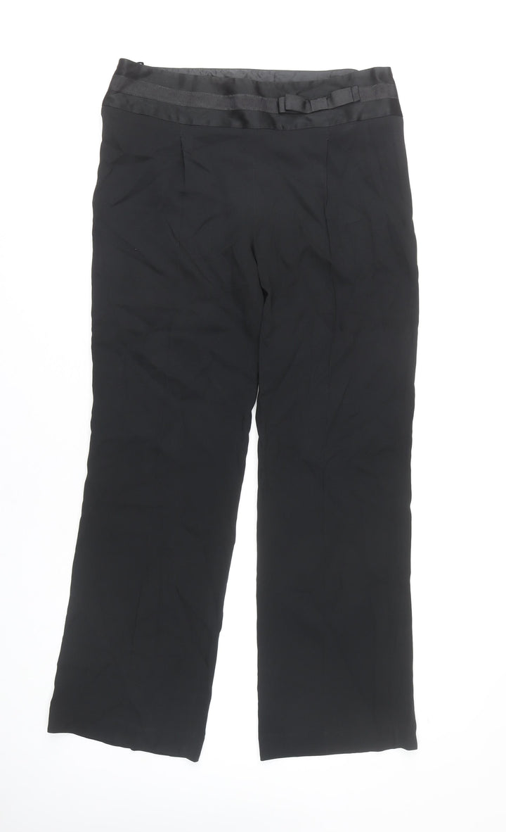 Marks and Spencer Women Black Size 14 Dress Pants Straight Leg Belted