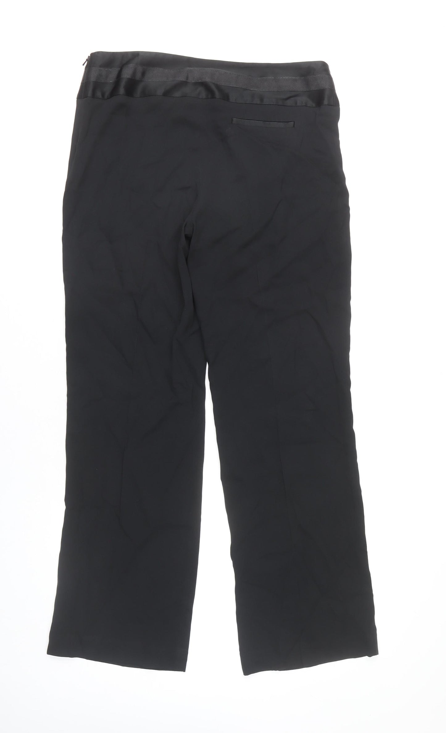 Marks and Spencer Women Black Size 14 Dress Pants Straight Leg Belted