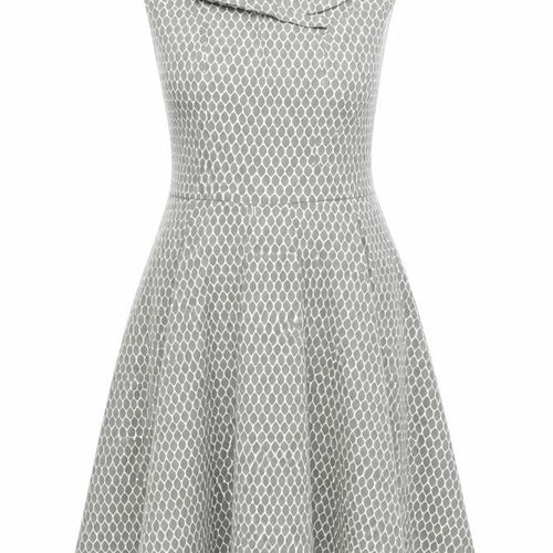 Apricot Women’s Grey Geometric Fit & Flare Dress UK 8 Sleeveless Cowl Neck