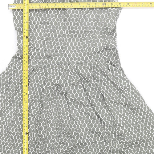 Apricot Women’s Grey Geometric Fit & Flare Dress UK 8 Sleeveless Cowl Neck