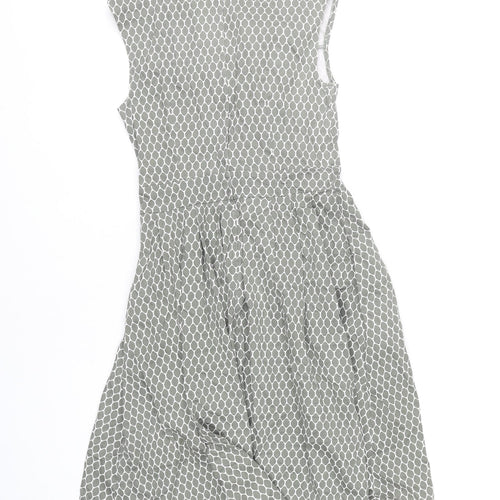 Apricot Women’s Grey Geometric Fit & Flare Dress UK 8 Sleeveless Cowl Neck