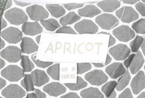 Apricot Women’s Grey Geometric Fit & Flare Dress UK 8 Sleeveless Cowl Neck