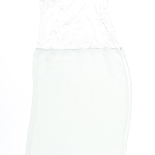 Zara Women White Midi Pencil Skirt M Viscose Stretch