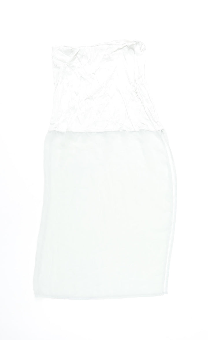Zara Women White Midi Pencil Skirt M Viscose Stretch
