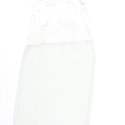 Zara Women White Midi Pencil Skirt M Viscose Stretch