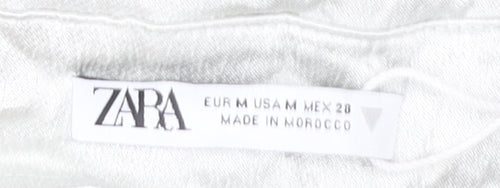 Zara Women White Midi Pencil Skirt M Viscose Stretch