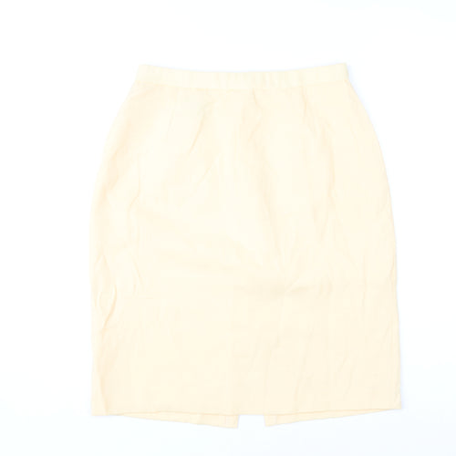 Gina Bacconi Women Beige Size 12 Pencil Skirt Viscose Formal