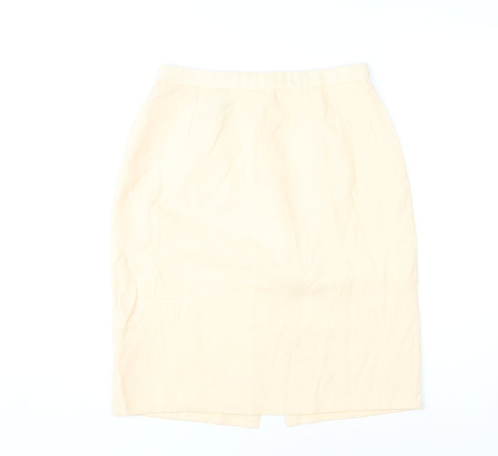 Gina Bacconi Women Beige Size 12 Pencil Skirt Viscose Formal