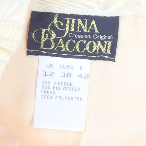 Gina Bacconi Women Beige Size 12 Pencil Skirt Viscose Formal