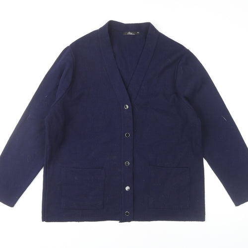 BM Collection Women's Blue M Cardigan V-Neck Long Sleeve Knit
