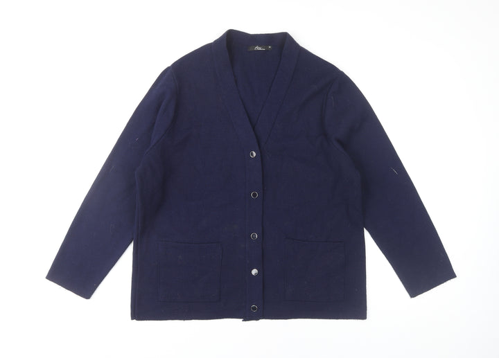 BM Collection Women's Blue M Cardigan V-Neck Long Sleeve Knit