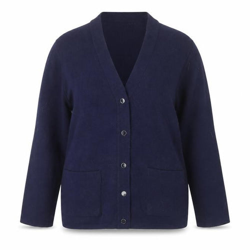 BM Collection Women's Blue M Cardigan V-Neck Long Sleeve Knit