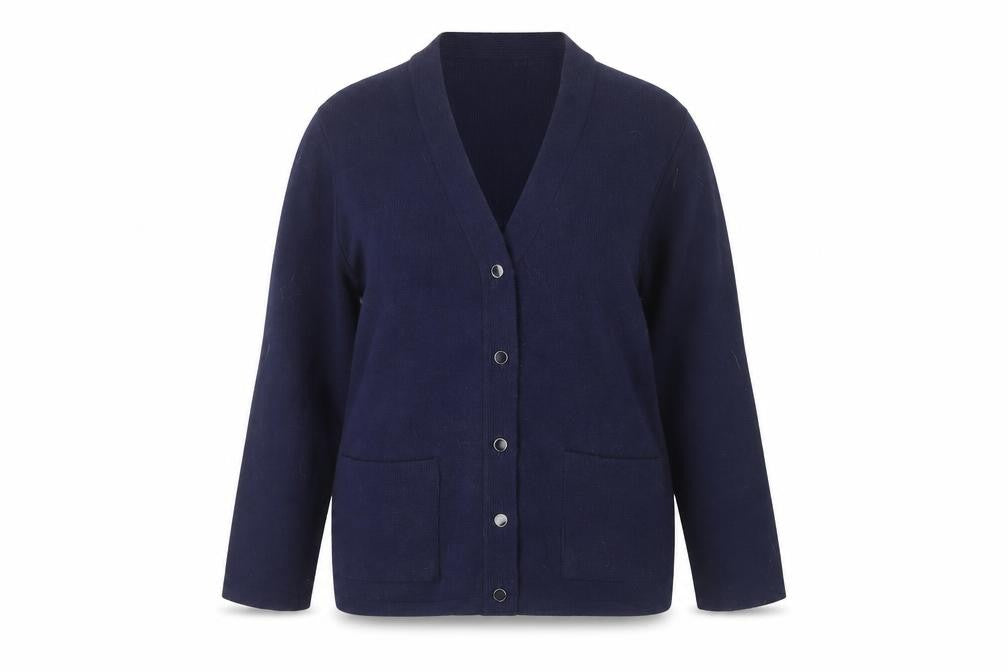 BM Collection Women's Blue M Cardigan V-Neck Long Sleeve Knit