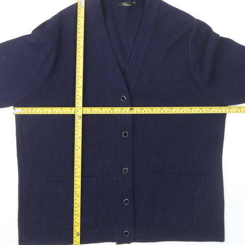 BM Collection Women's Blue M Cardigan V-Neck Long Sleeve Knit