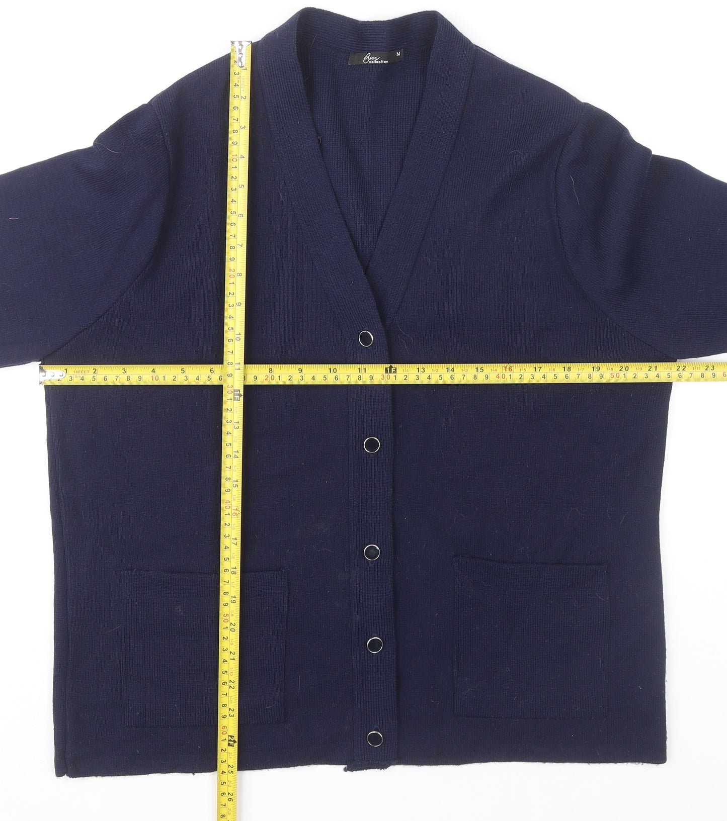 BM Collection Women's Blue M Cardigan V-Neck Long Sleeve Knit