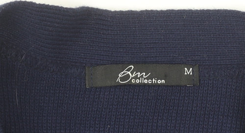 BM Collection Women's Blue M Cardigan V-Neck Long Sleeve Knit