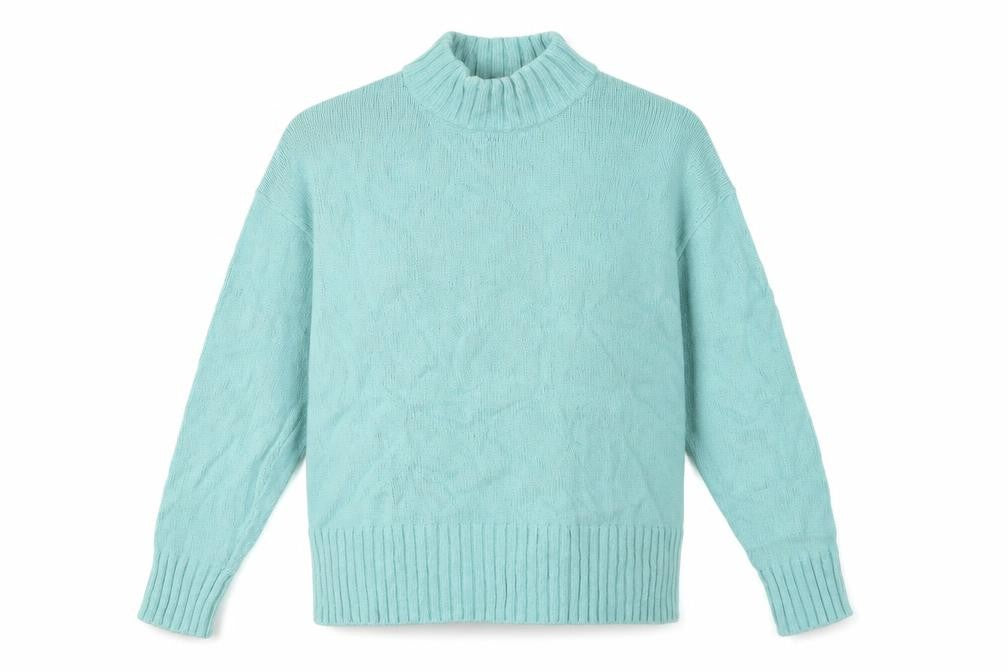 Front view of Kin Women’s Green Mock Neck Long Sleeve Cotton Wool jumper L