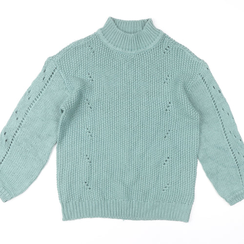 Aniston Women's Green Size 12 Chunky Knit Mock Neck Jumper