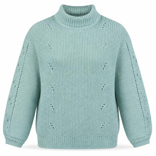 Aniston Women's Green Size 12 Chunky Knit Mock Neck Jumper