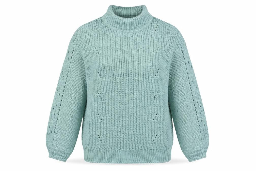 Aniston Women's Green Size 12 Chunky Knit Mock Neck Jumper