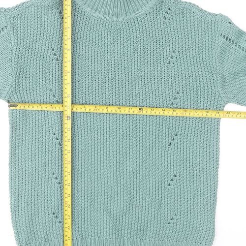 Aniston Women's Green Size 12 Chunky Knit Mock Neck Jumper