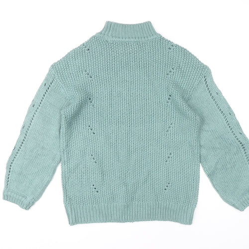 Aniston Women's Green Size 12 Chunky Knit Mock Neck Jumper