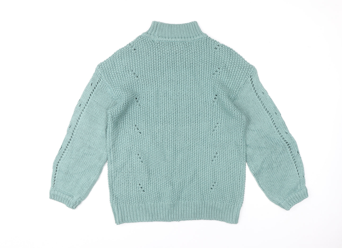 Aniston Women's Green Size 12 Chunky Knit Mock Neck Jumper