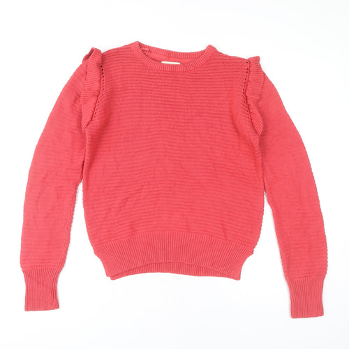 Papaya Women’s Pink Ruffle Crew Neck Jumper Size 10