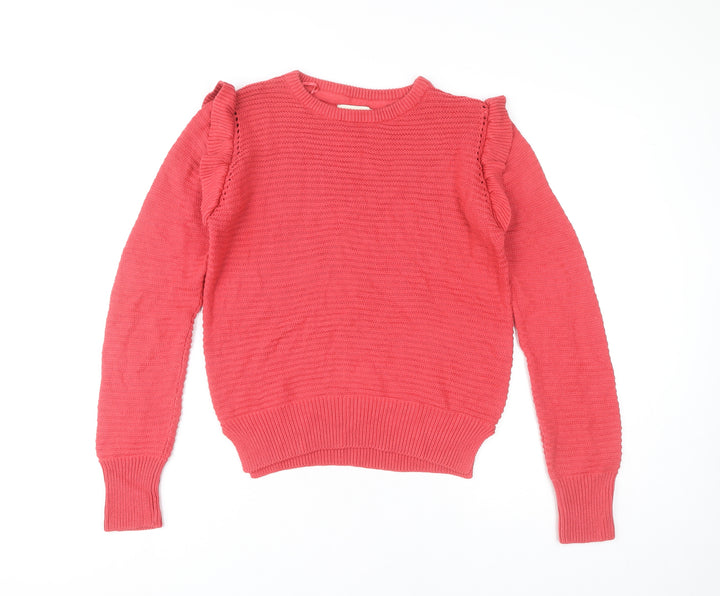 Papaya Women’s Pink Ruffle Crew Neck Jumper Size 10