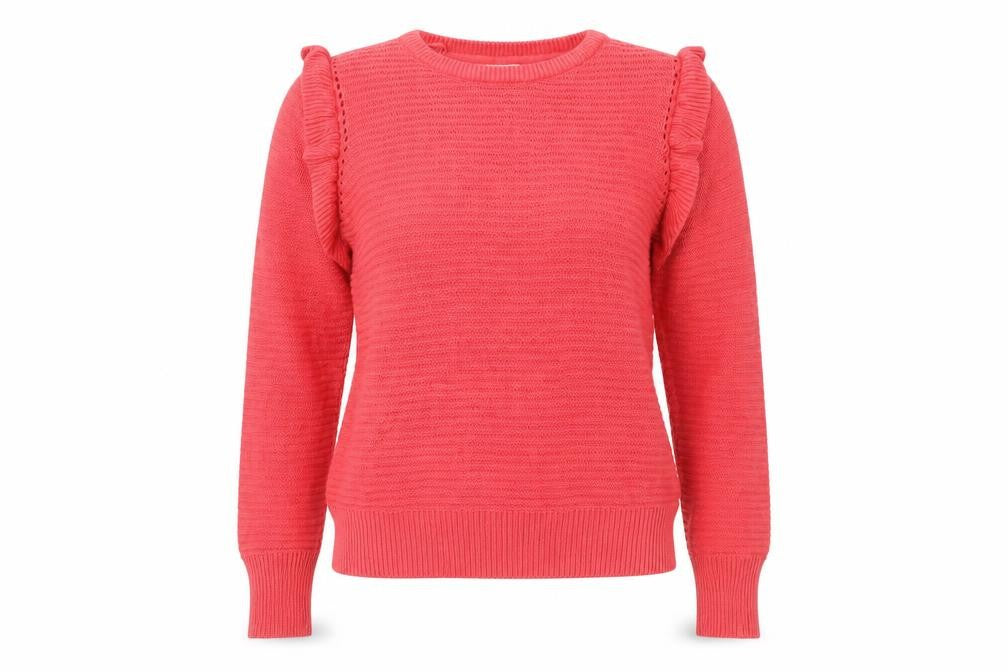 Papaya Women’s Pink Ruffle Crew Neck Jumper Size 10