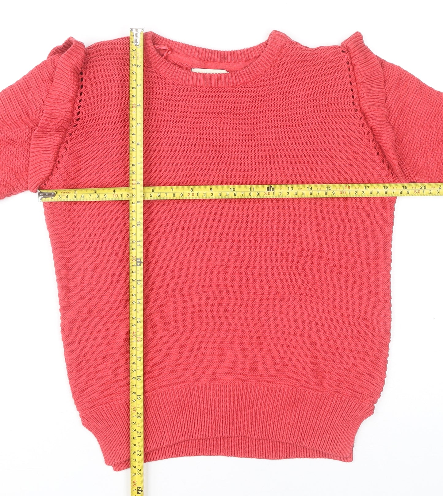 Papaya Women’s Pink Ruffle Crew Neck Jumper Size 10