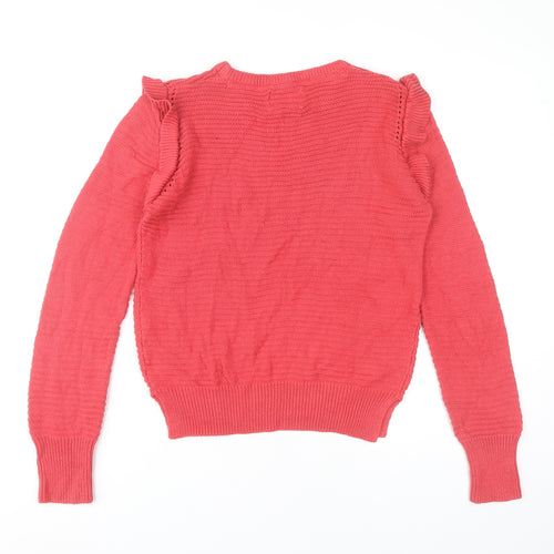 Papaya Women’s Pink Ruffle Crew Neck Jumper Size 10