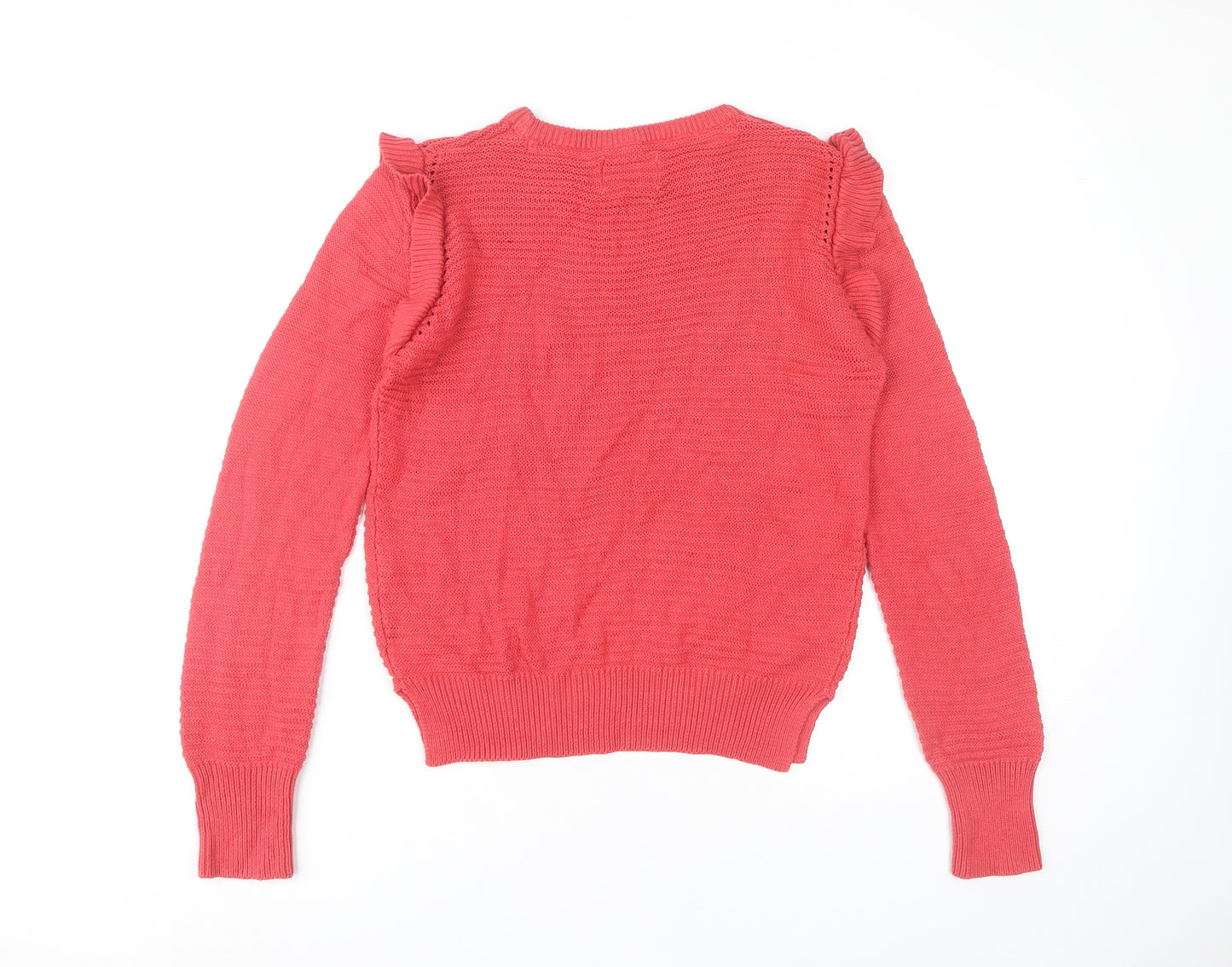 Papaya Women’s Pink Ruffle Crew Neck Jumper Size 10