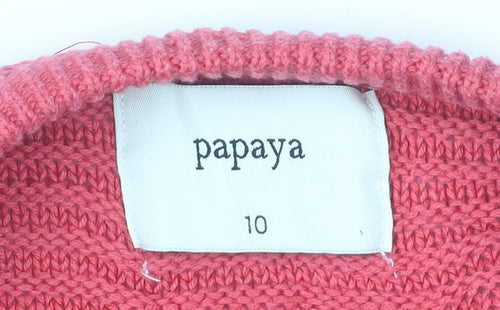 Papaya Women’s Pink Ruffle Crew Neck Jumper Size 10