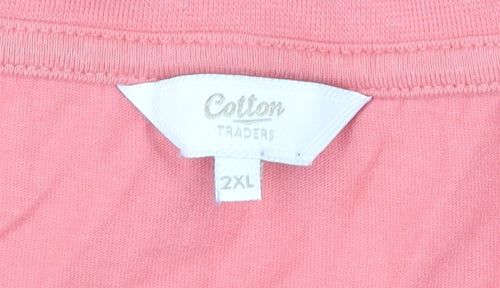 Cotton Traders Women’s Pink 2XL V-Neck Short Sleeve Cotton T-Shirt