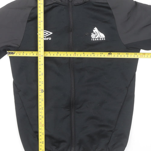 Umbro Boys Black Windbreaker Jacket Hooded Full Zip Size 9Y