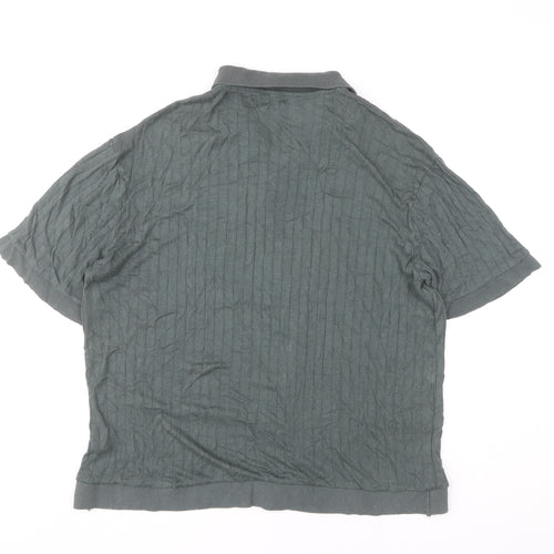 Zara Men’s Green XL Linen Blend Short Sleeve Polo Shirt