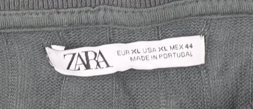 Zara Men’s Green XL Linen Blend Short Sleeve Polo Shirt