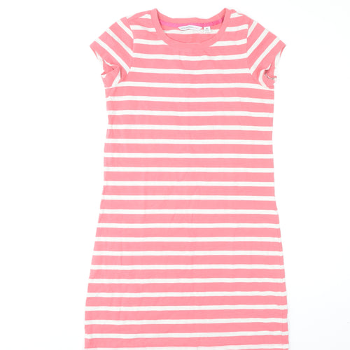 Isaac Mizrahi Live Women's Pink Striped XS T-Shirt Dress