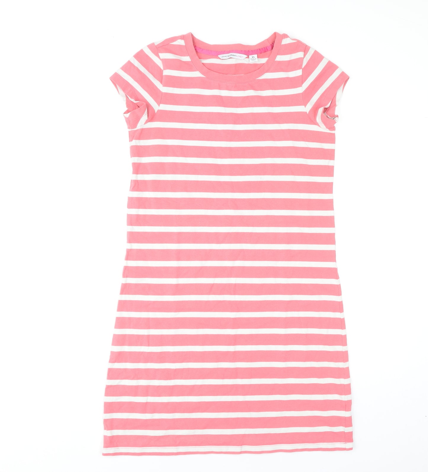 Isaac Mizrahi Live Women's Pink Striped XS T-Shirt Dress