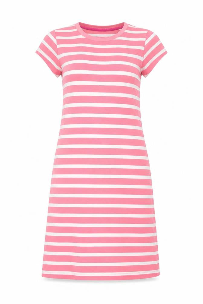 Isaac Mizrahi Live Women's Pink Striped XS T-Shirt Dress
