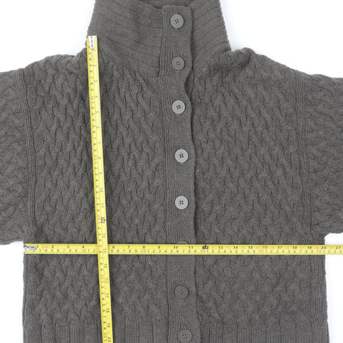 French Connection Women's Grey Alpaca Blend Cable Knit Cardigan M