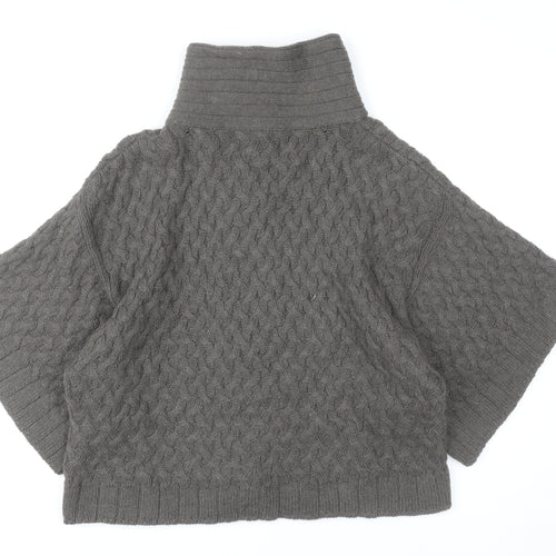 French Connection Women's Grey Alpaca Blend Cable Knit Cardigan M
