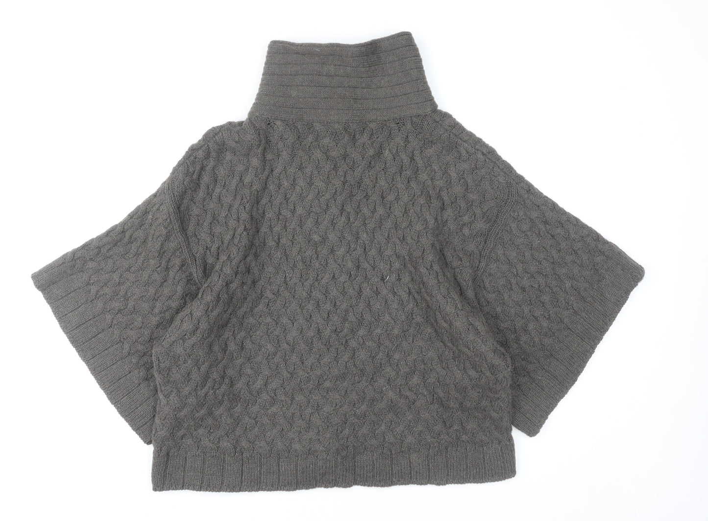 French Connection Women's Grey Alpaca Blend Cable Knit Cardigan M