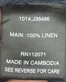 Jigsaw Women's Blue Linen Collared Short Sleeve Blouse UK 12