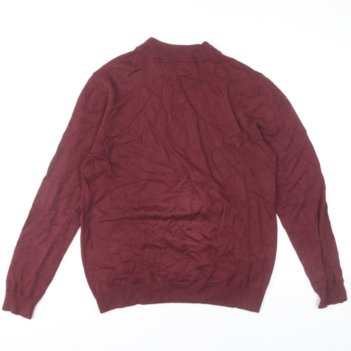 Pull&Bear Men’s Red M Mock Neck Tight-Knit Viscose Nylon Jumper