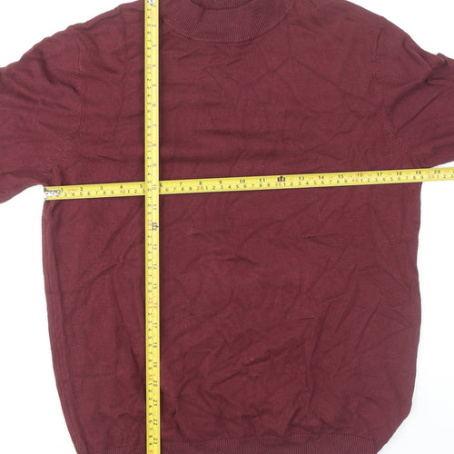 Pull&Bear Men’s Red M Mock Neck Tight-Knit Viscose Nylon Jumper