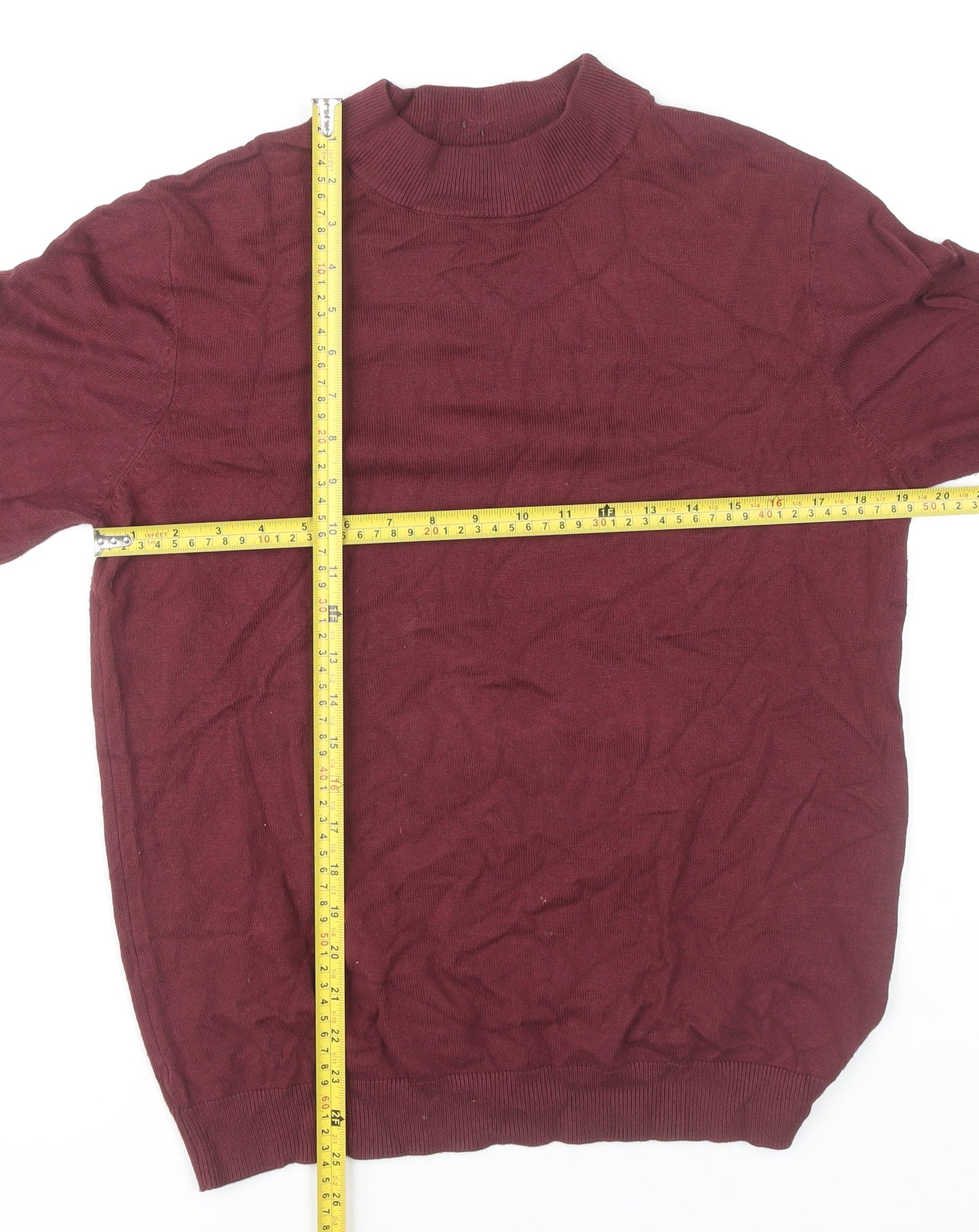 Pull&Bear Men’s Red M Mock Neck Tight-Knit Viscose Nylon Jumper