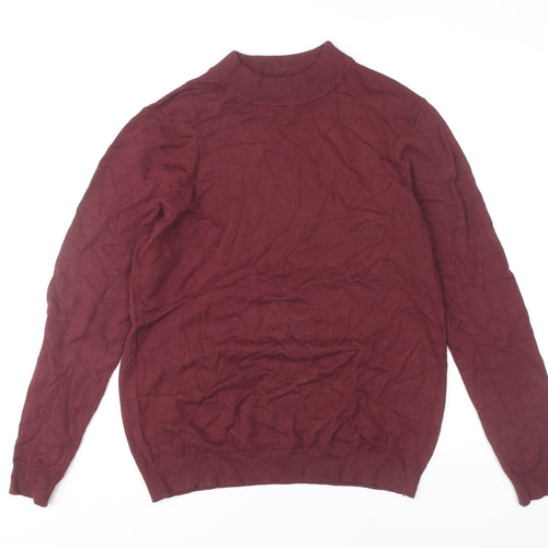 Pull&Bear Men’s Red M Mock Neck Tight-Knit Viscose Nylon Jumper