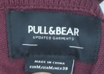 Pull&Bear Men’s Red M Mock Neck Tight-Knit Viscose Nylon Jumper